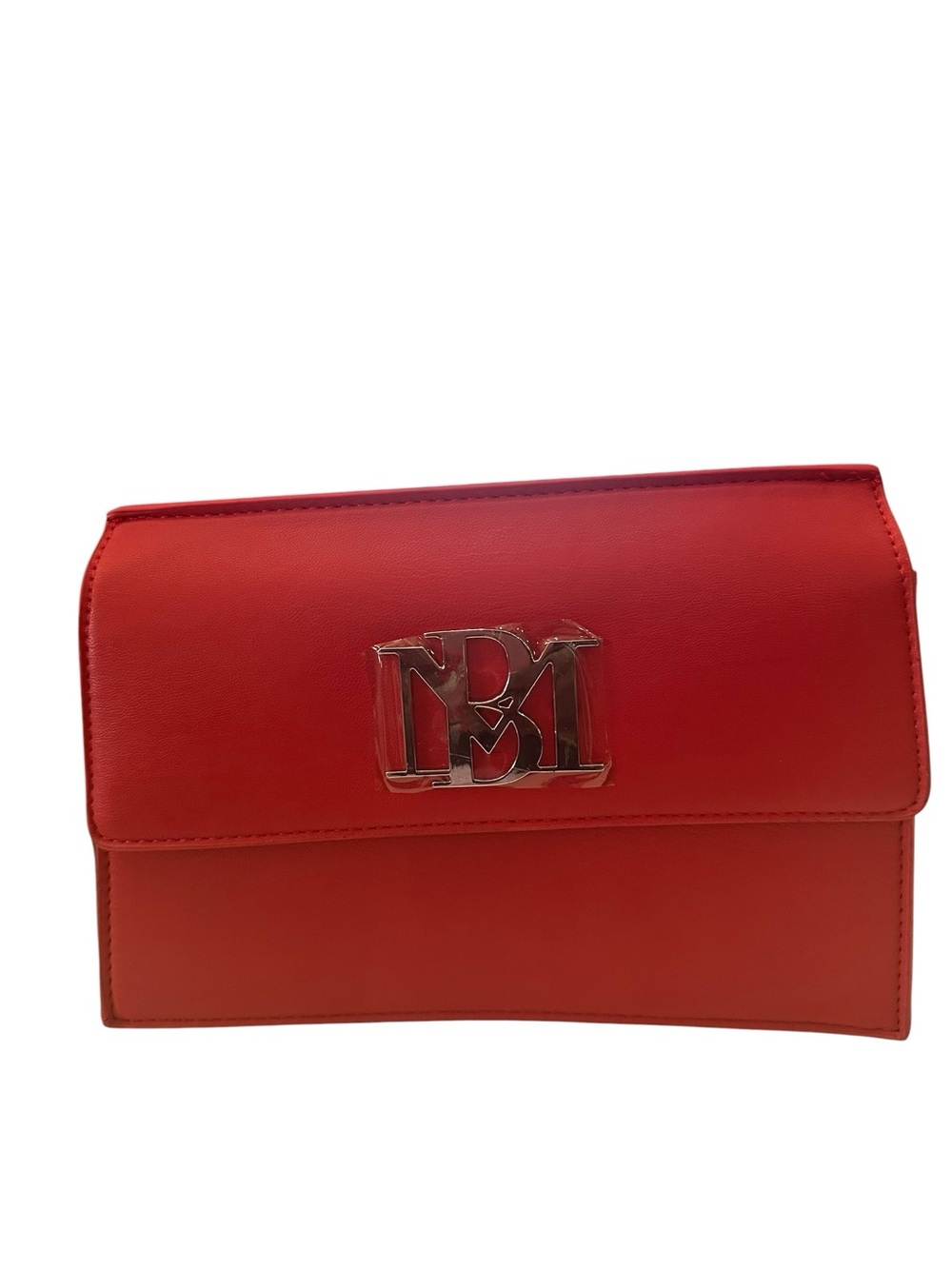 Badgley Mischka Red Vegan Leather BM Logo Crossbody Bag